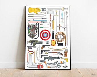 Iconic Movie Weapons Poster