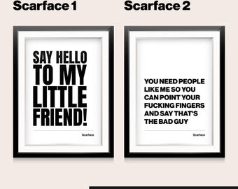 Minimalist Gangster Movie Quotes Posters. Black and White.