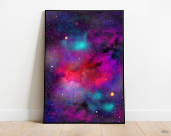 Digital painting, Abstract, Modern, Space, Galaxy, Home Decor, Print