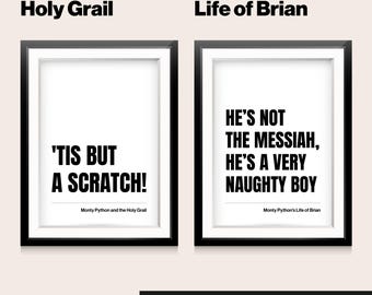Minimalist Comedy Movie Quotes Posters. Black and White.