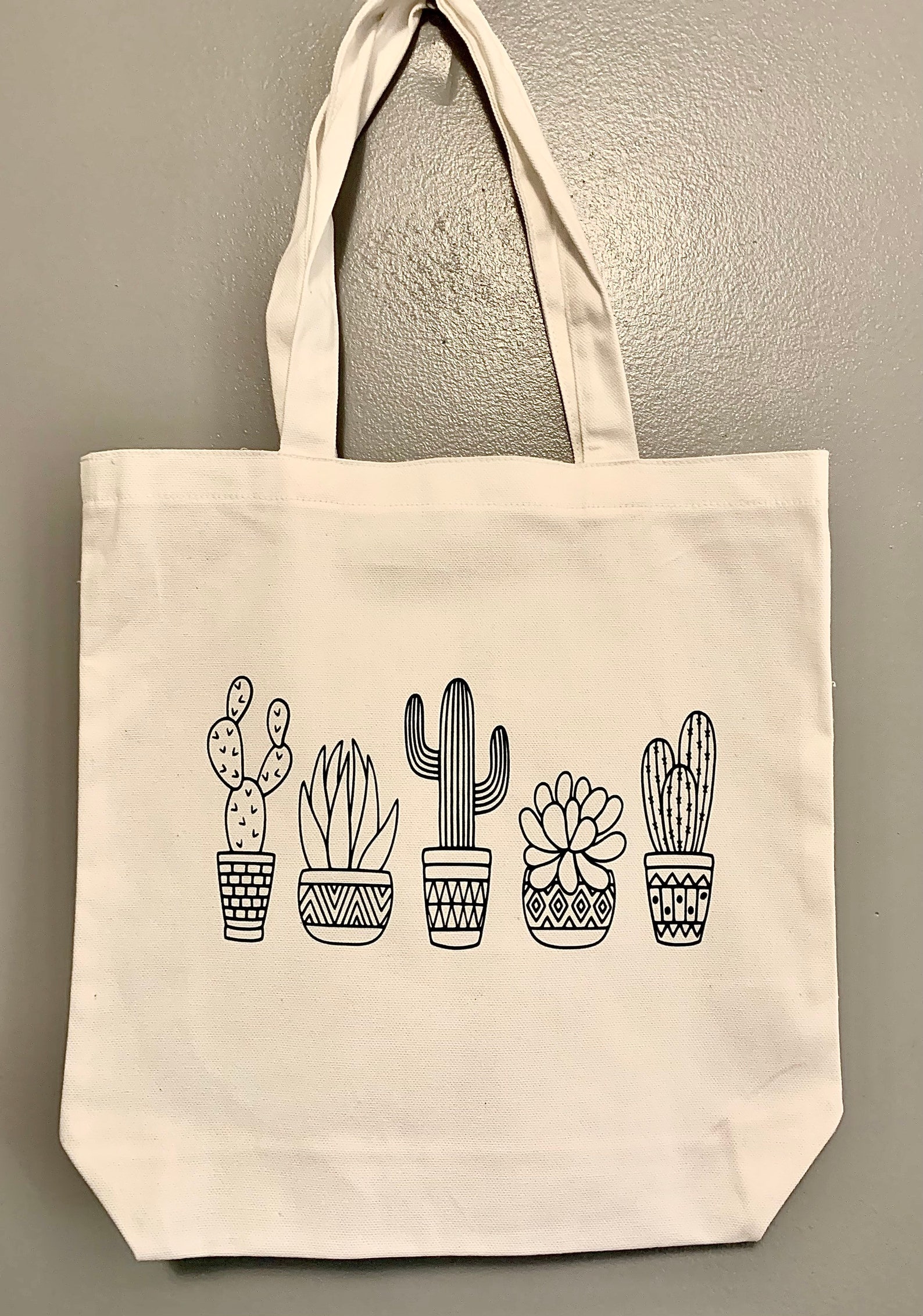 Reusable Cactus Canvas Tote Bag Sustainable Gift Reusable Etsy UK