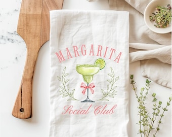 Margarita Social Club kitchen towel, tequila kitchen towel, coquette kitchen towel, cocktail tea towel, margarita tea towel, vodka towel