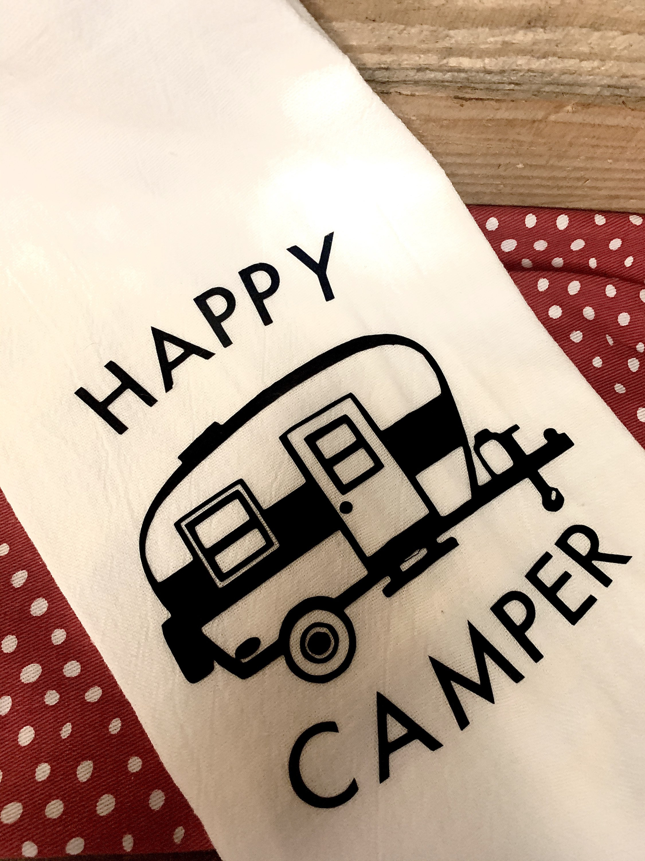 Happy camper tea towel Camper decor witty tea towels Etsy