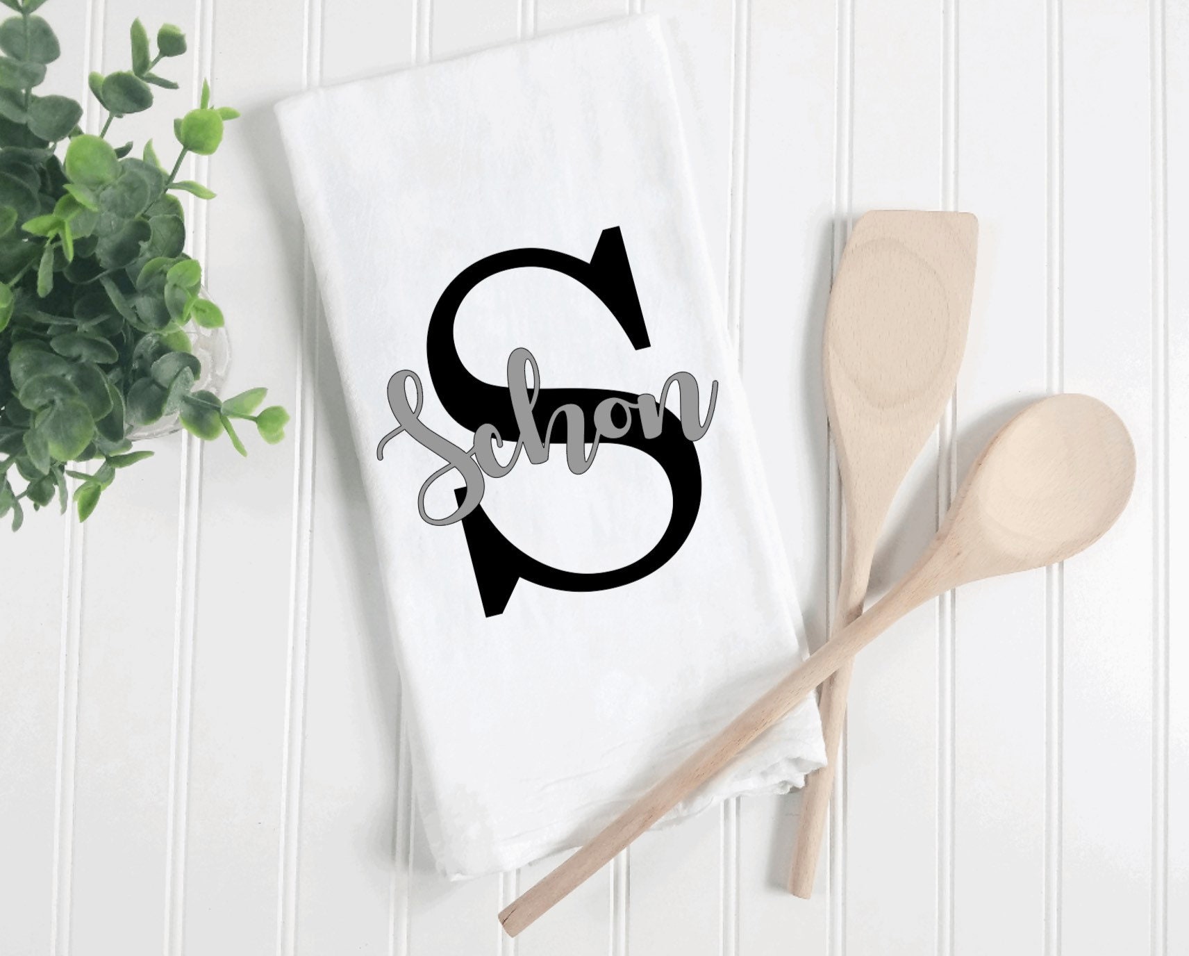 Initialed Tea Towel Last Name Tea Towels Engagement Gift Etsy