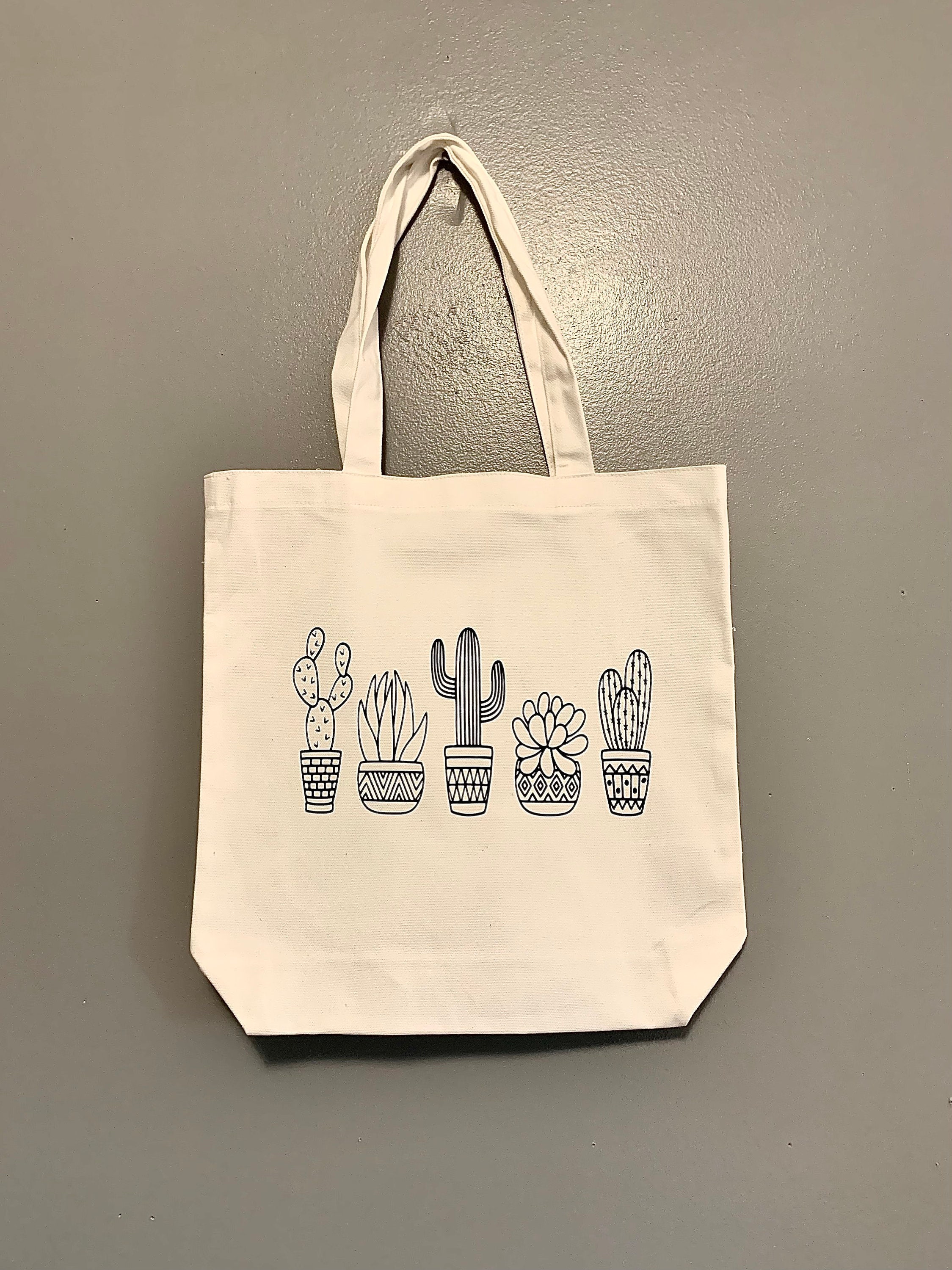 Reusable Cactus Canvas Tote Bag Sustainable Gift Reusable Etsy