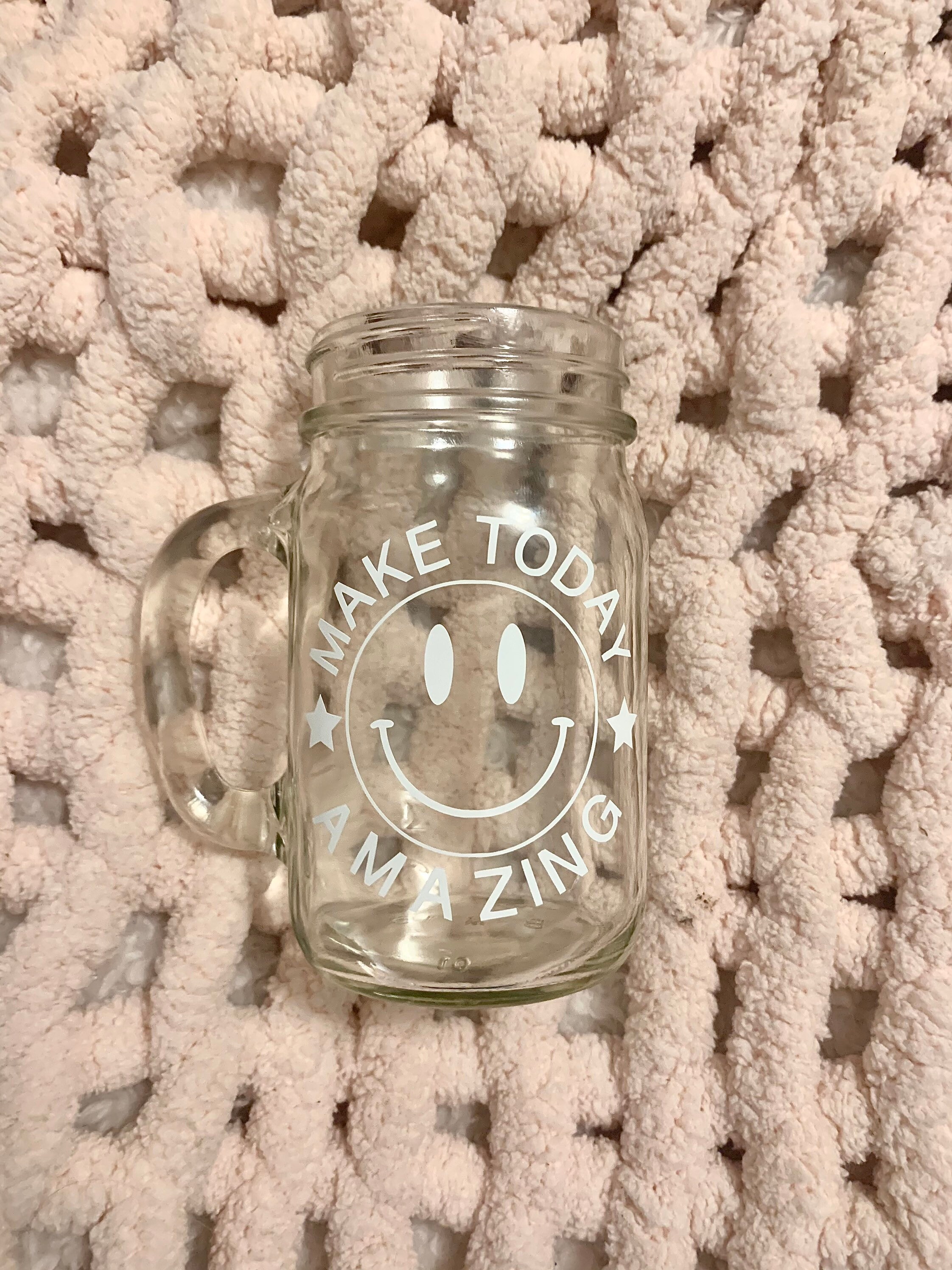Make today amazing glass cup smiley face coffee cup glass Etsy