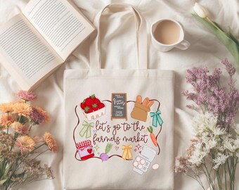 Take me to the farmers market tote bag, farmers market bag, Cute Fruit Grocery Bag, Reusable Canvas Tote, Summer Market Aesthetic Gift