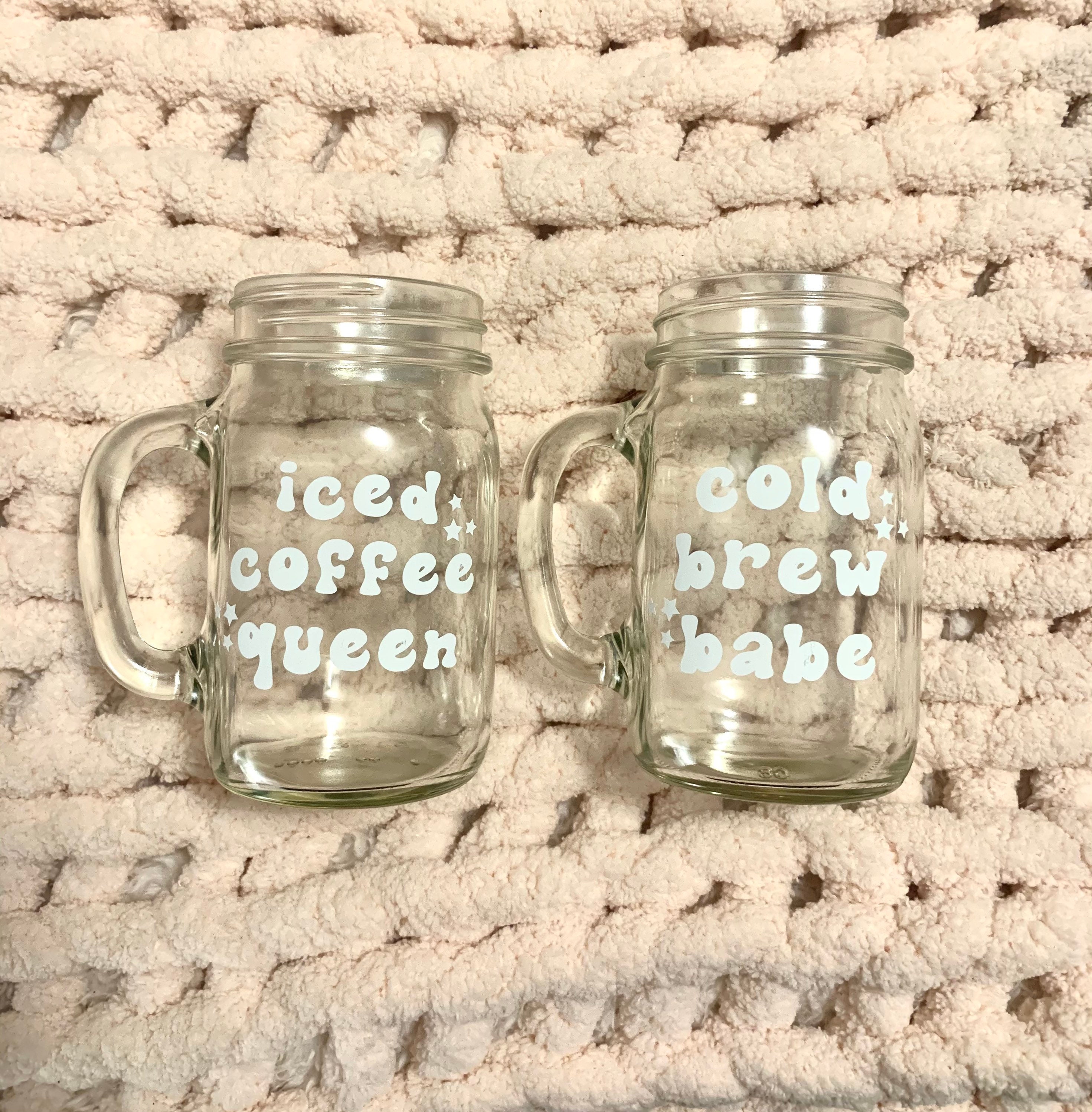Iced coffee Queen clear mug cold brew babe glass mason jar Etsy