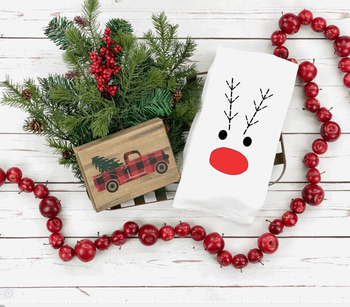 Rae Dunn Christmas Towel Rae Dunn Christmas Reindeer Face Etsy