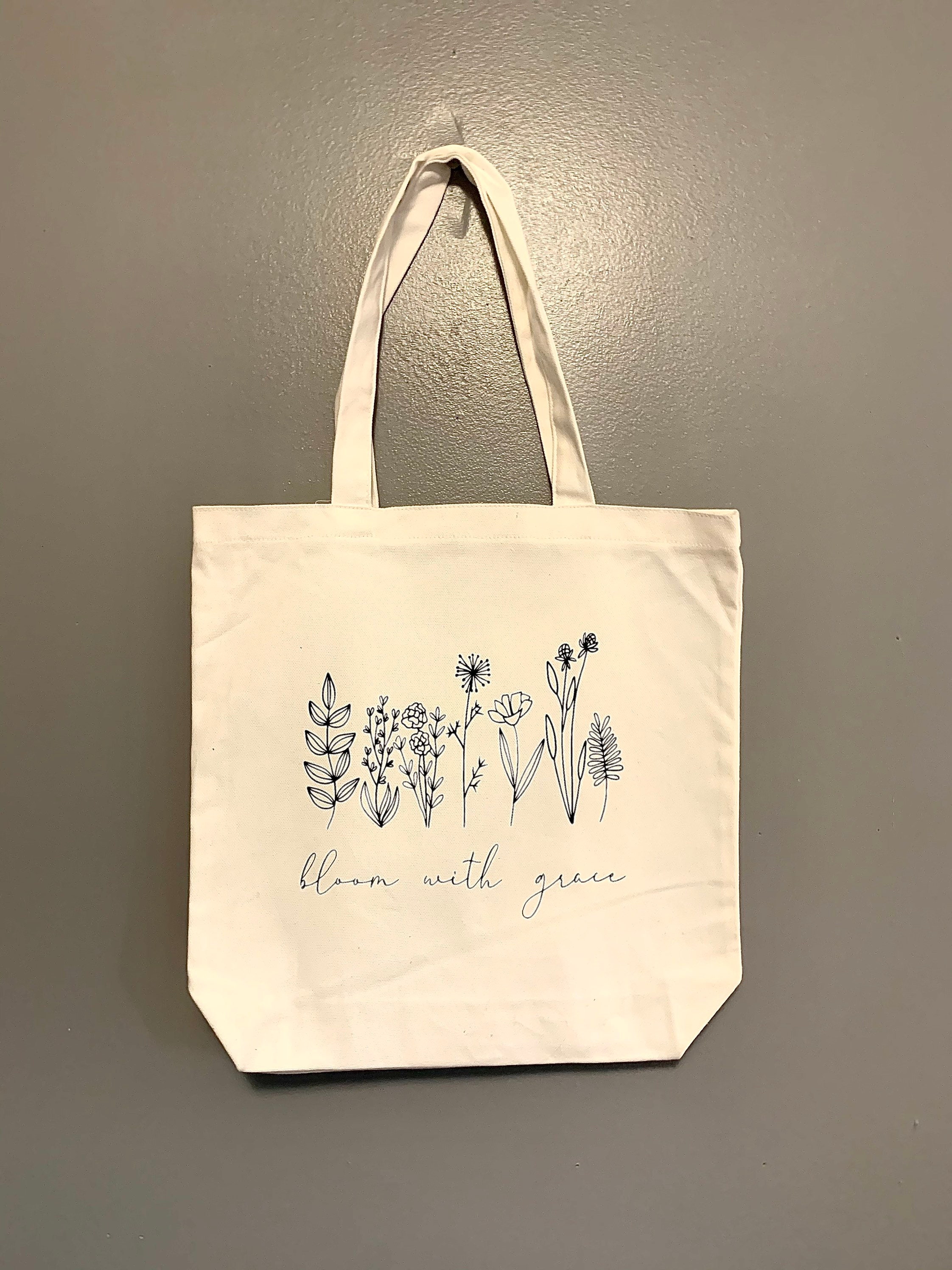 Bloom With Grace Reusable Canvas Tote Bag Reusable Grocery - Etsy