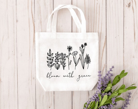 Bloom With Grace Reusable Canvas Tote Bag Reusable Grocery Bag