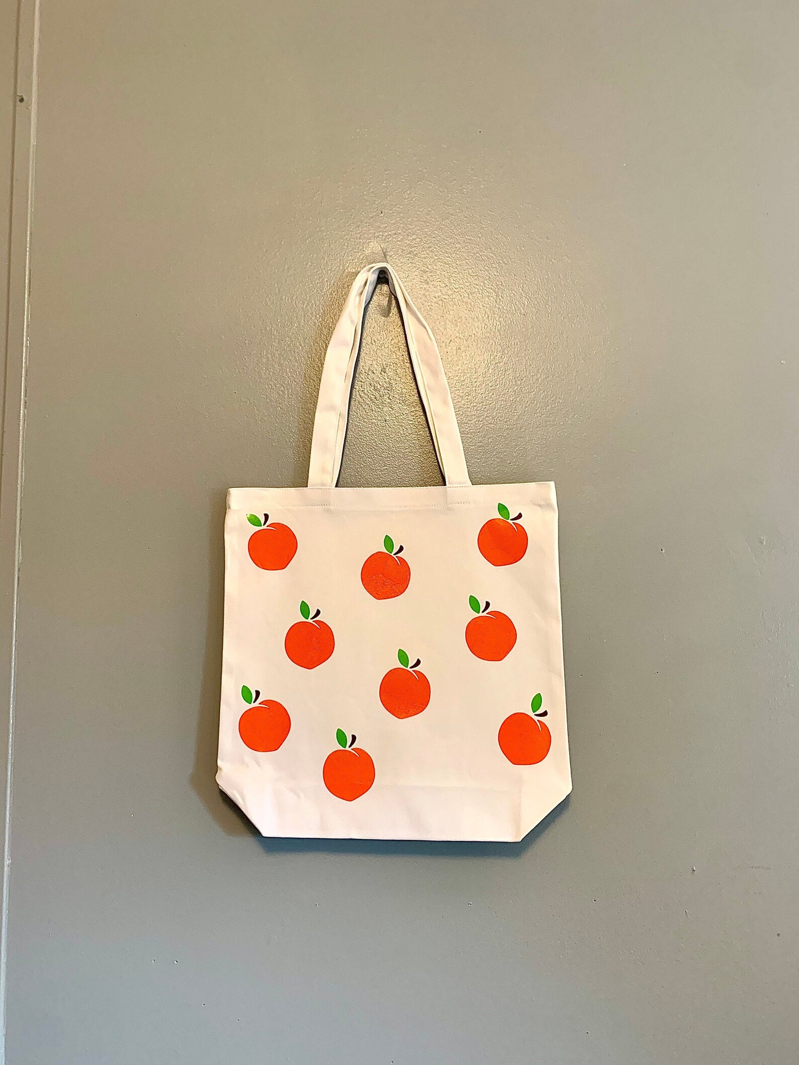 Peach print reusable tote bag peach bag farmers market bag Etsy