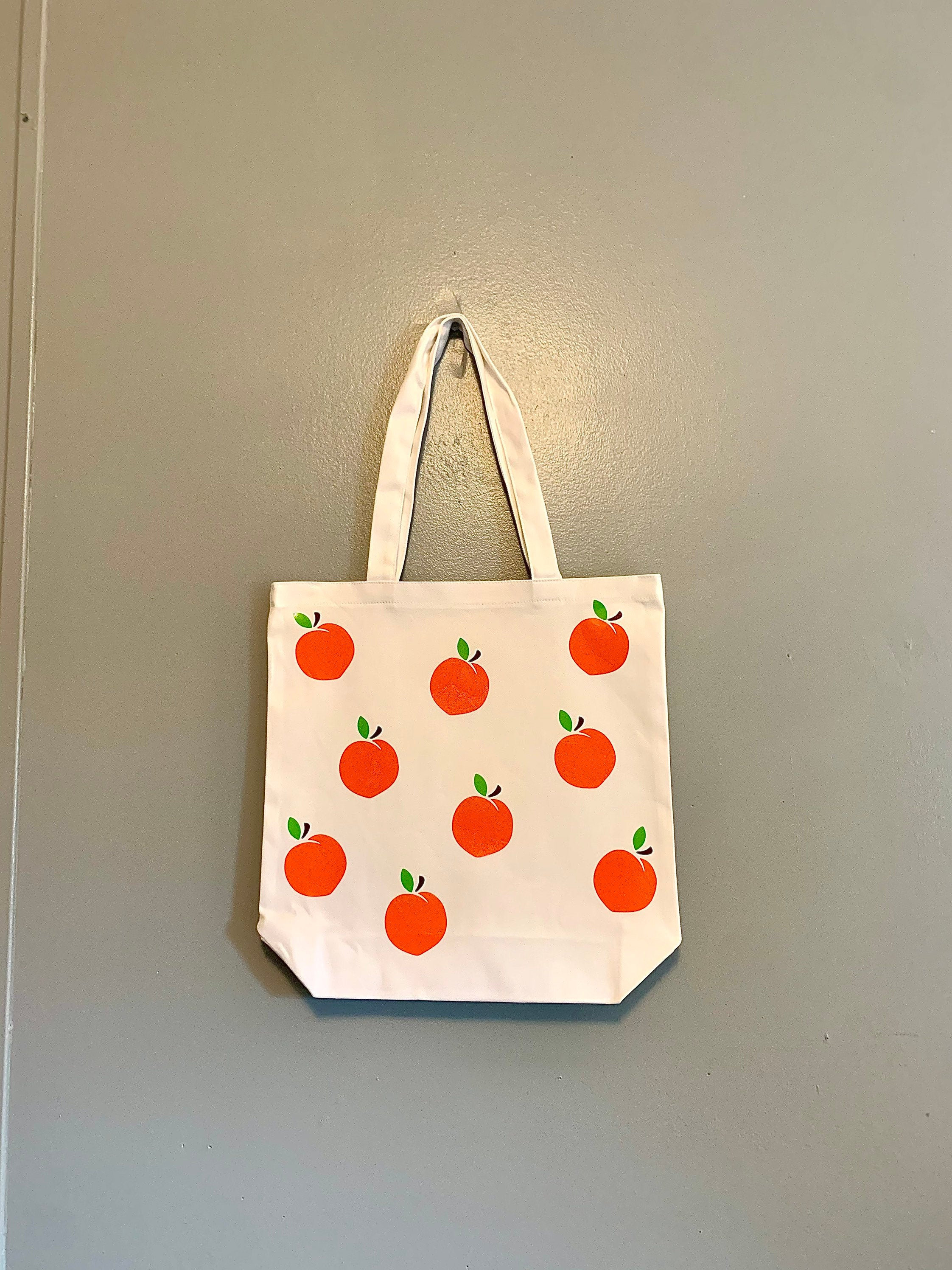Peach print reusable tote bag peach bag farmers market bag Etsy