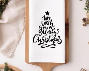 Merry Christmas tea towel , farmhouse Christmas kitchen towel, Christmas flour sack tea towel, Christmas hand towels, Christmas dish towel