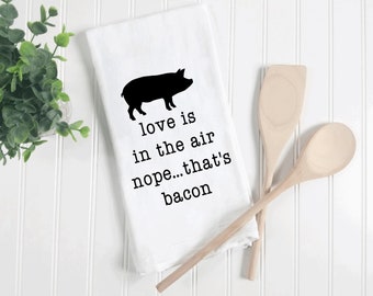 Funny Kitchen Dish Towel Embroidered Dish Cloth set of 2 Towels Bacon and Egg