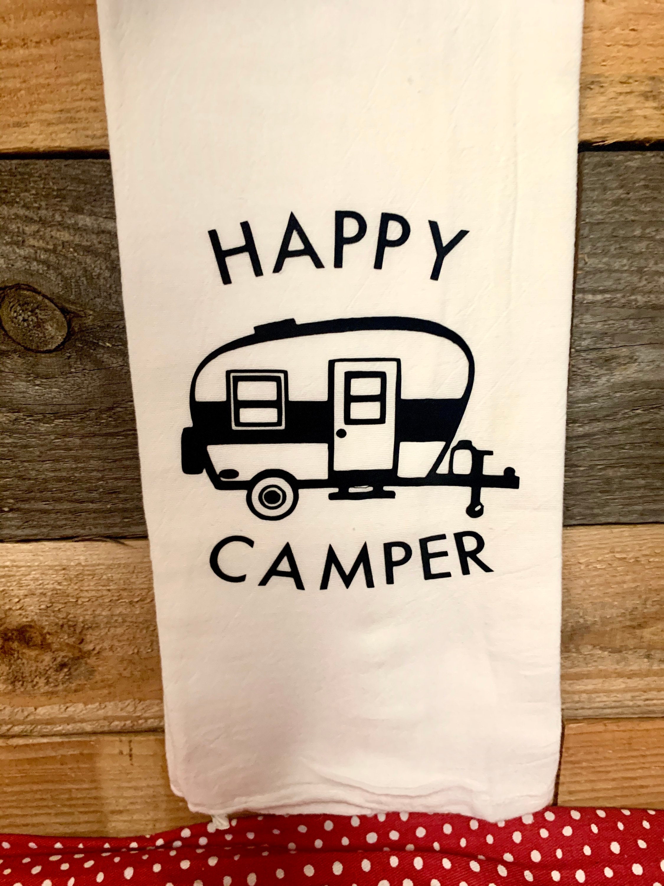 Happy camper tea towel Camper decor witty tea towels Etsy