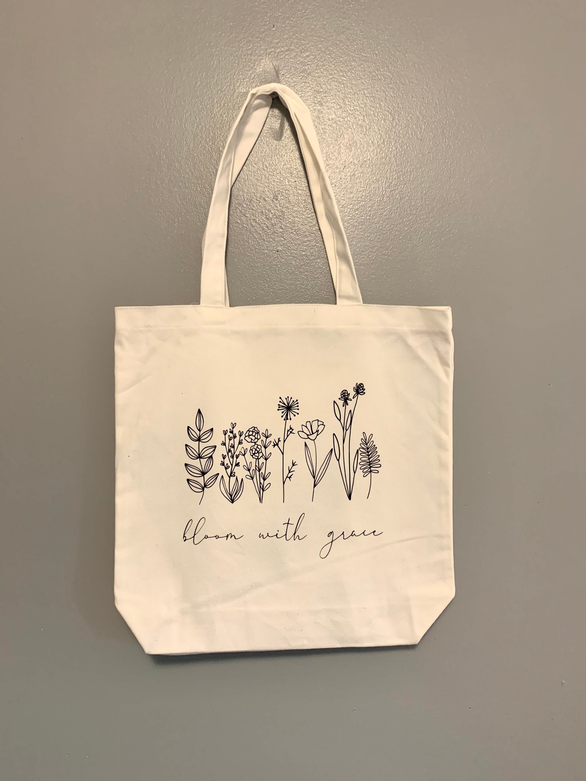 Bloom With Grace Reusable Canvas Tote Bag Reusable Grocery - Etsy