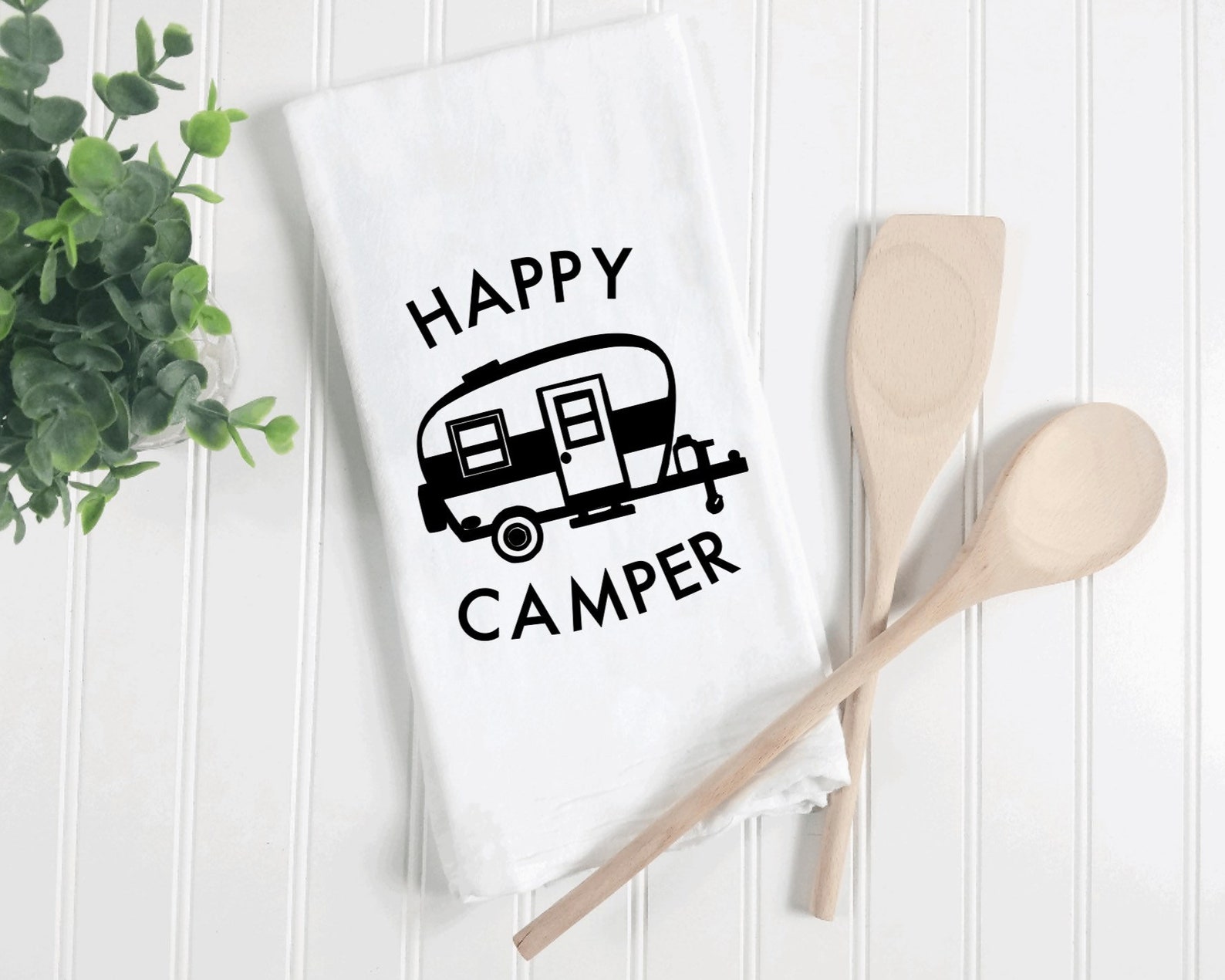 Happy camper tea towel Camper decor witty tea towels Etsy