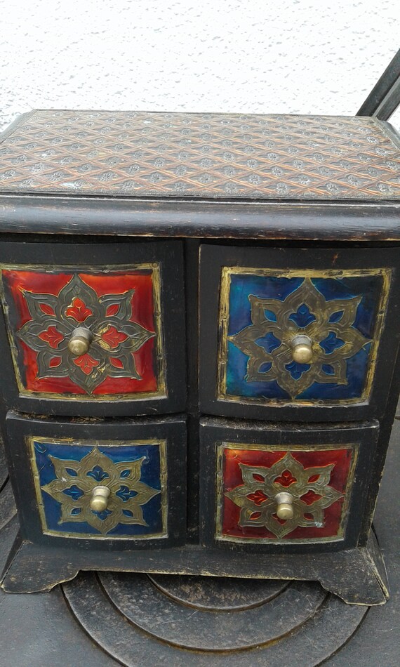 Vintage Antique Indian Spice Drawers Jewellery Box Etsy