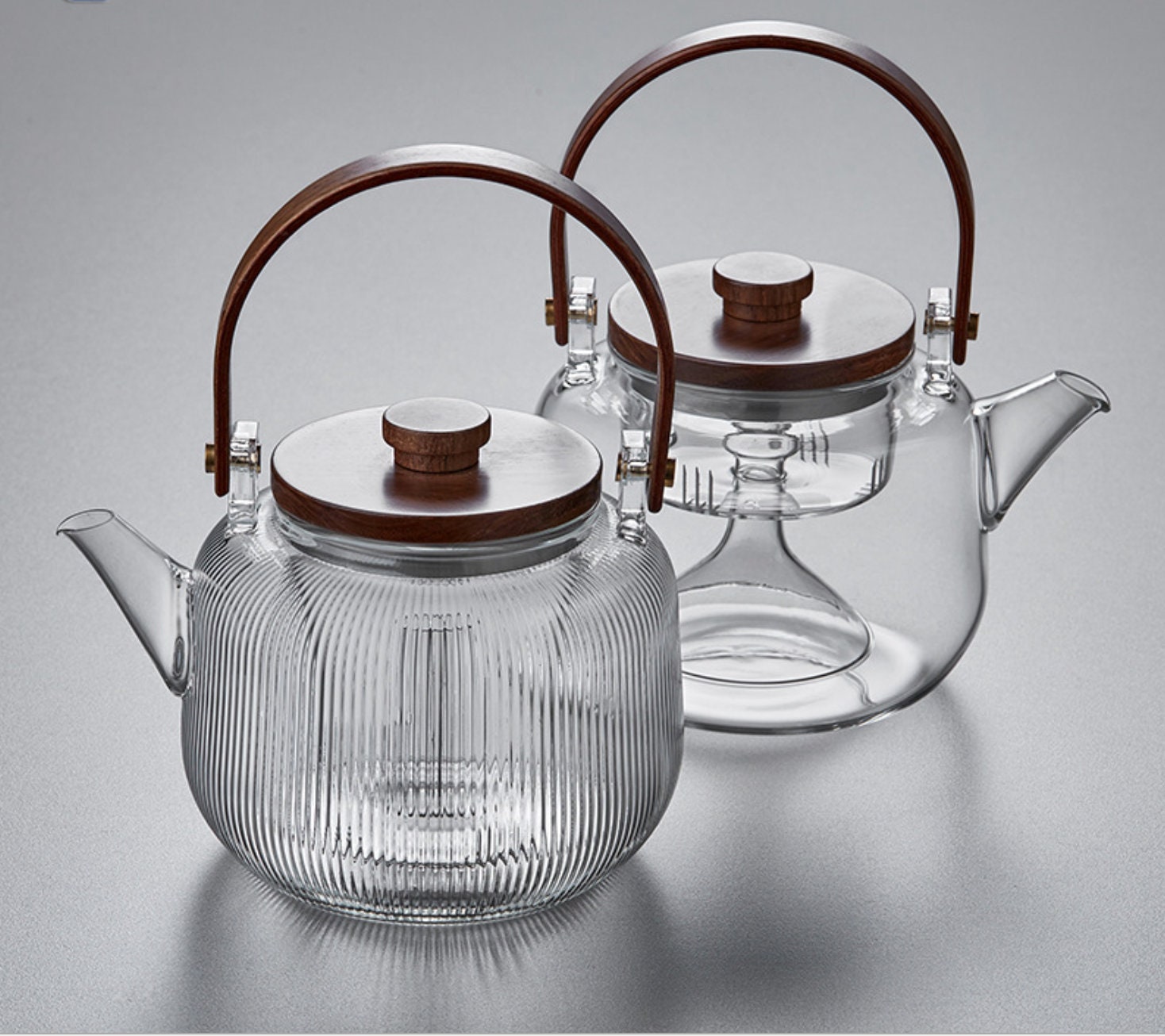 6-Piece Glass Tea Pot Set with 4 Cups Teapot Warmer and Infuser - 2'' H - Clear