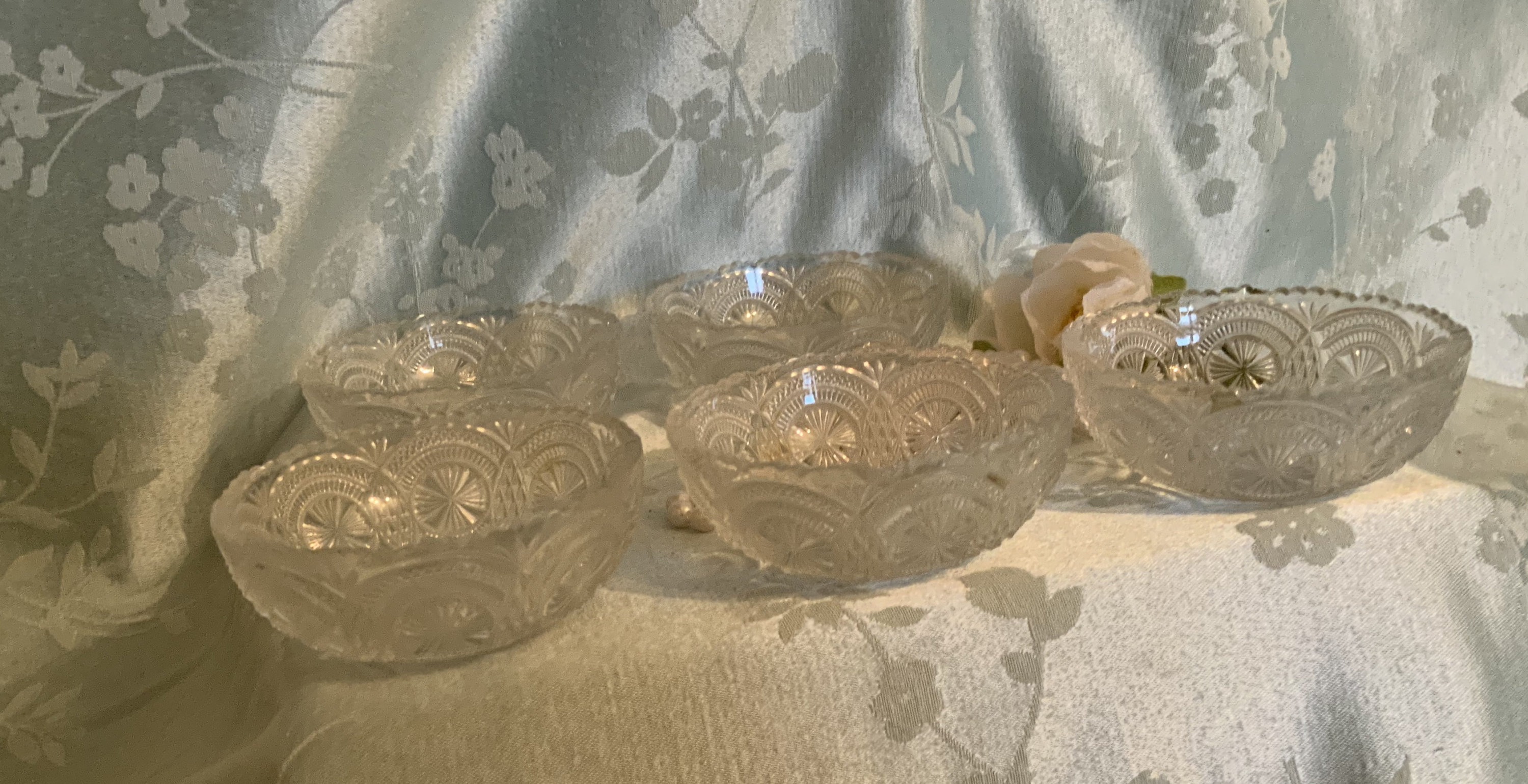 Vintage Berry Bowls Set of Five Pressed Glass Intricate Etsy