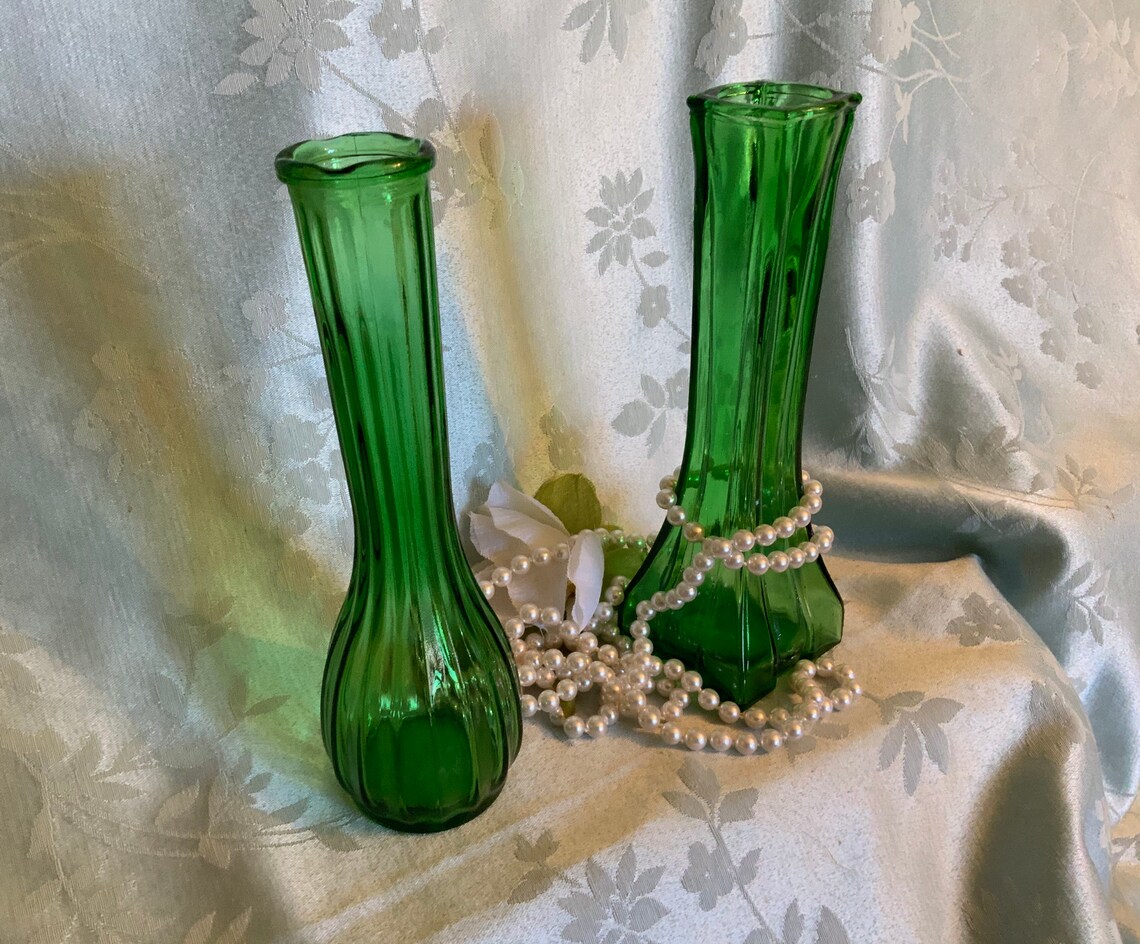 Vintage Bud Vase Emerald Green 8 1/2 Inches Tall Price is Etsy