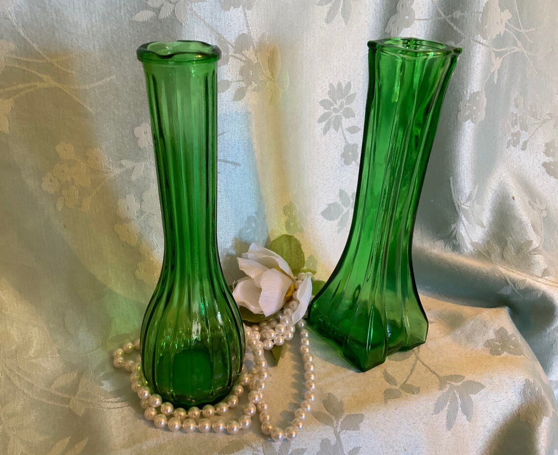 Vintage Bud Vase Emerald Green 8 1/2 Inches Tall Price is Etsy
