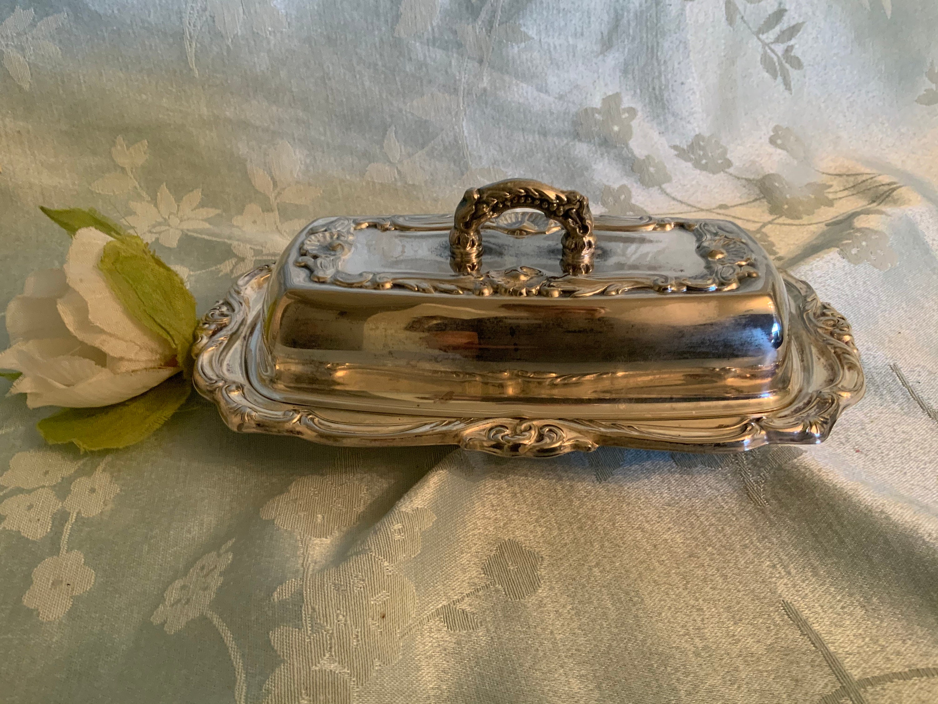 Silver Plate Butter Dish marked English Silver Mfg Etsy