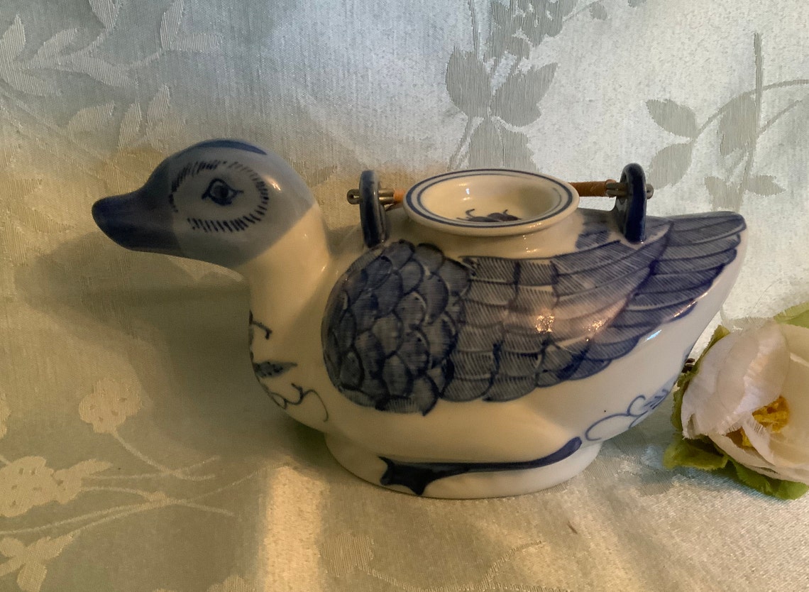 Vintage Porcelain Duck Teapot Made in China Hand Painted Etsy