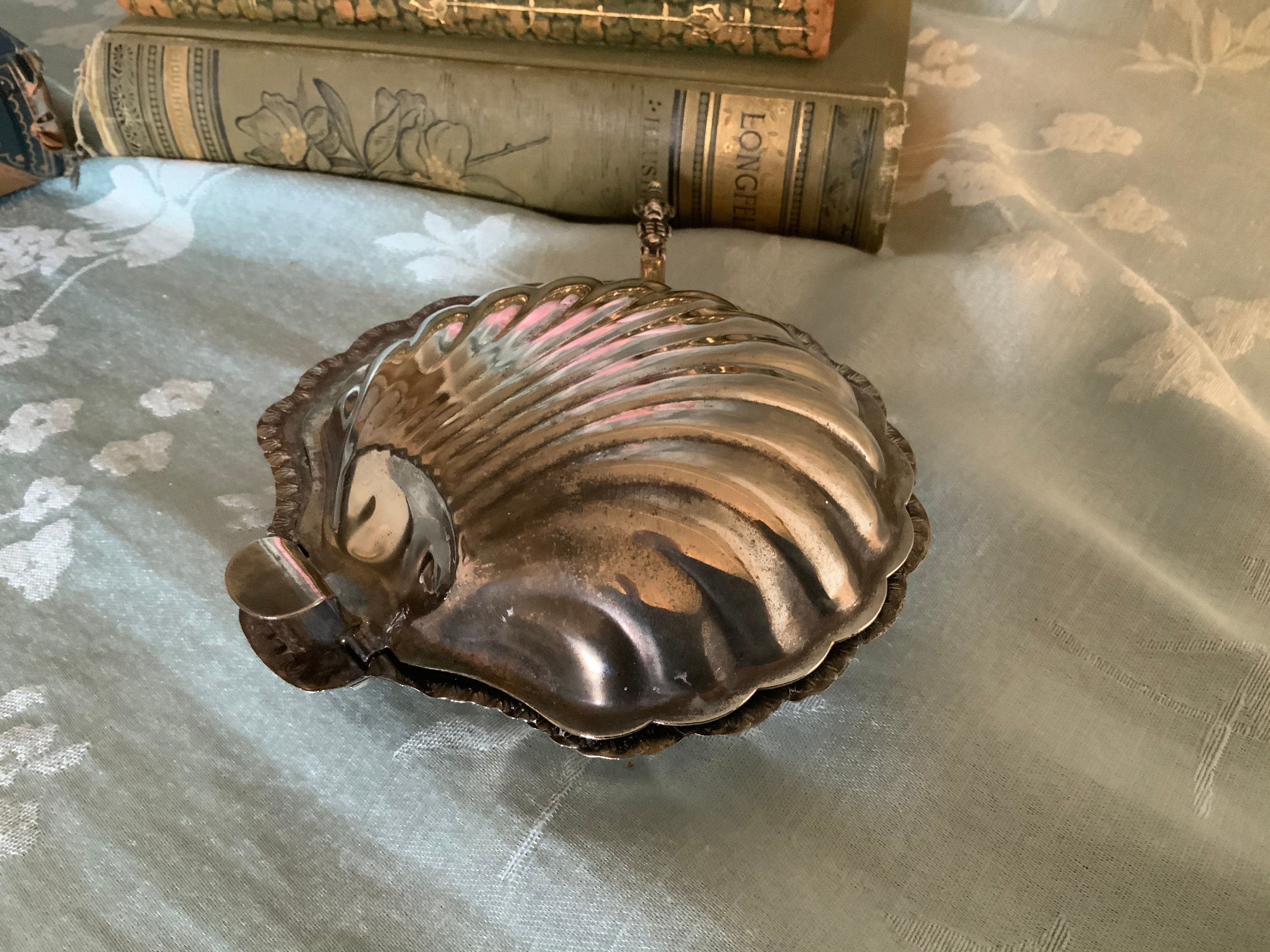 Vintage Butter Dish Silver Plate Hinged Lid Clamshell Etsy