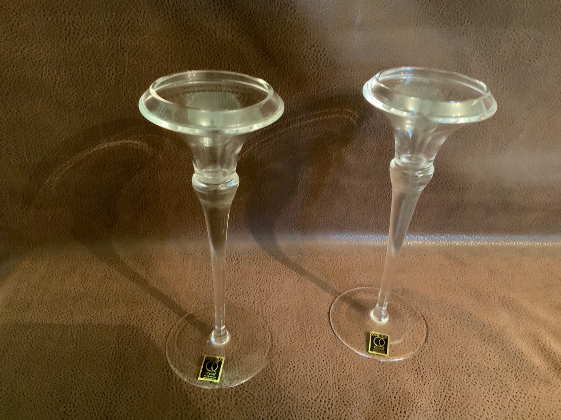 Vintage Crystal Candle Holders Oneida Hand Cut & Blown 10 Etsy