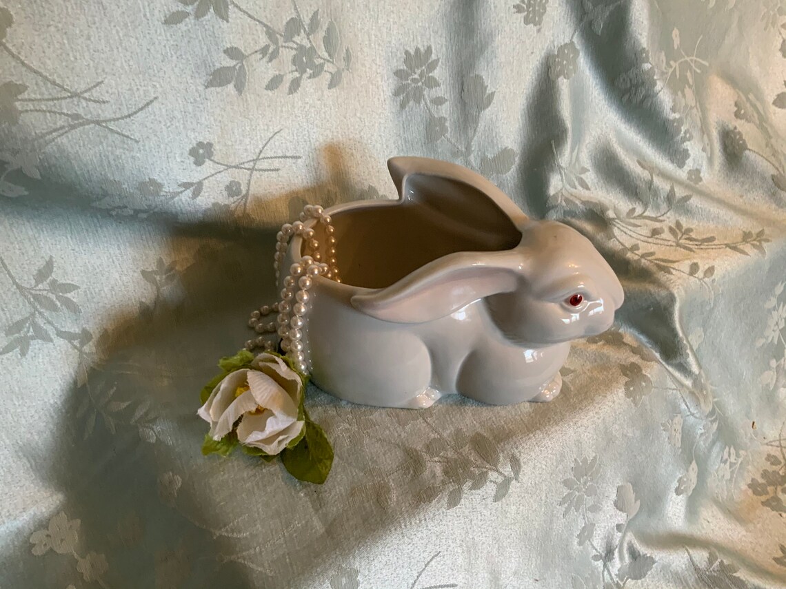 Vintage Bunny Vase/Planter Fitz & Floyd 1975 Hollow Bunny Etsy