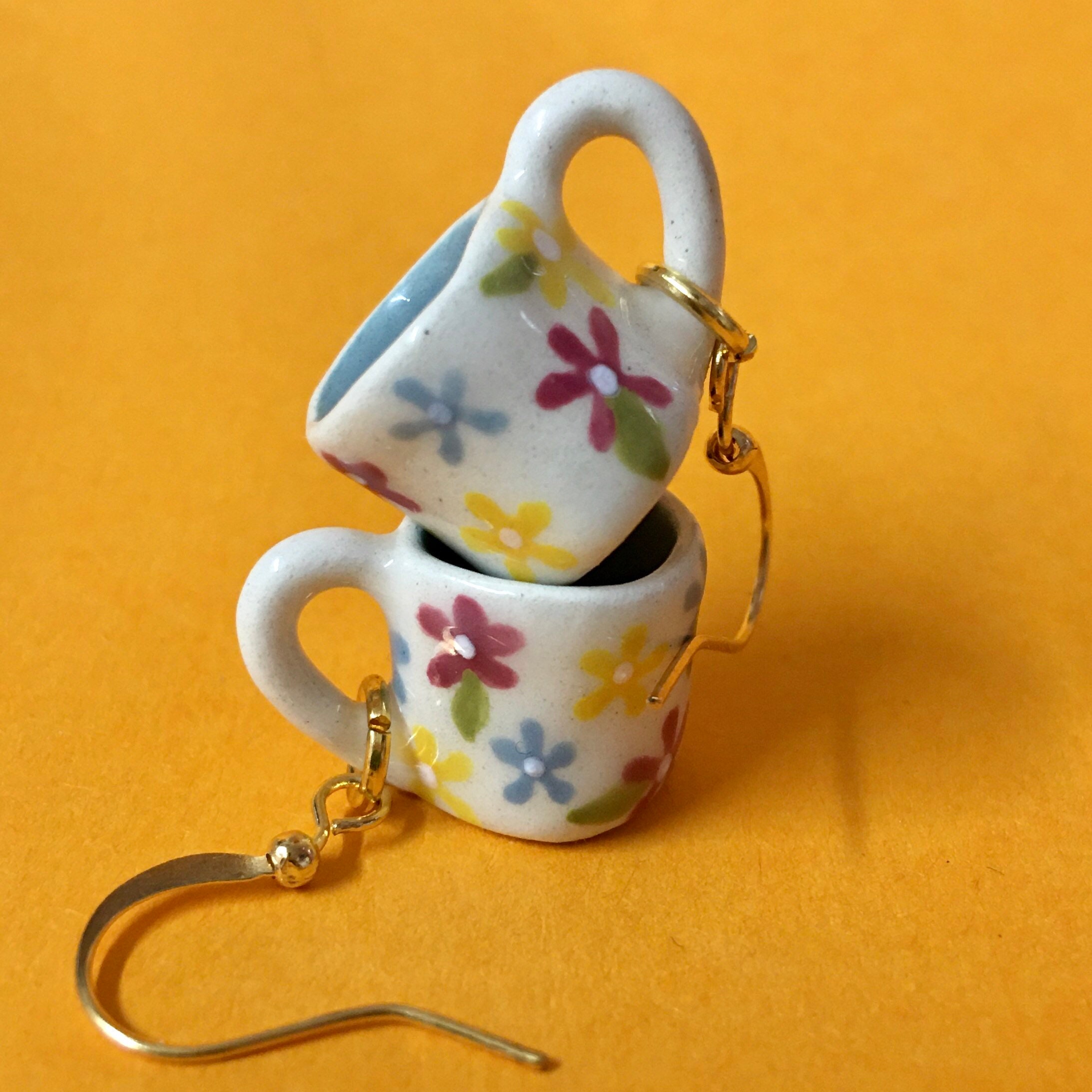 Ceramic Mug earrings// Handmade Teacup earrings Etsy