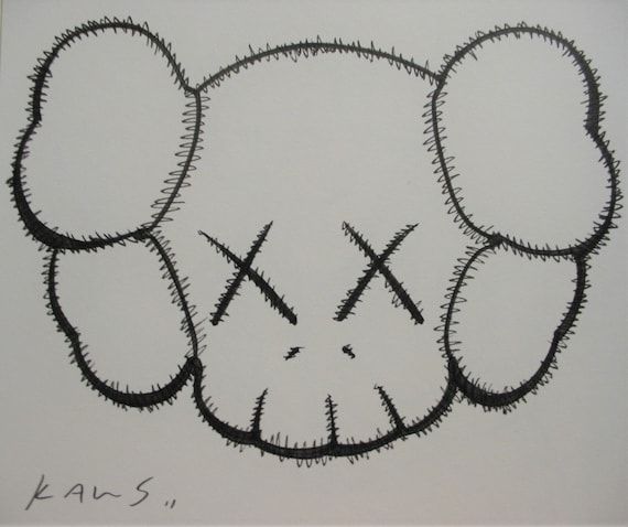 KAWS, drawing, painting, comic, original, artwork, signed, Companion, grafitti, banksy style