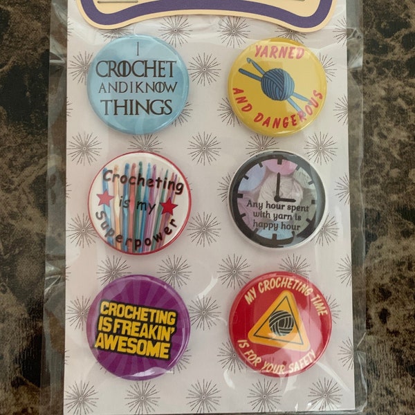 The Crocheter's Collection  1.25"  Pinback Button Pin Craft Knitting Crochet