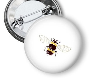 Solitary Small Bee 1.25" or 2.25" Pinback Button Pin Nature Bee Environment Savethebees