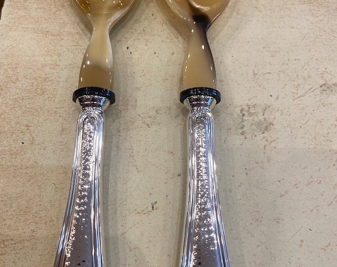 Solid silver salad serving set, new