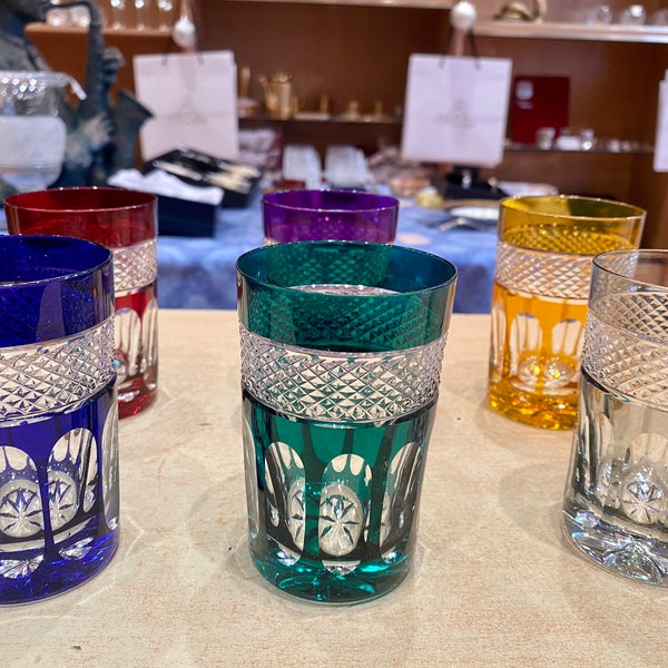 6 verres à thé en Cristal de couleurs