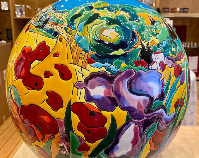 Large Longwy Enamel Ball Vase