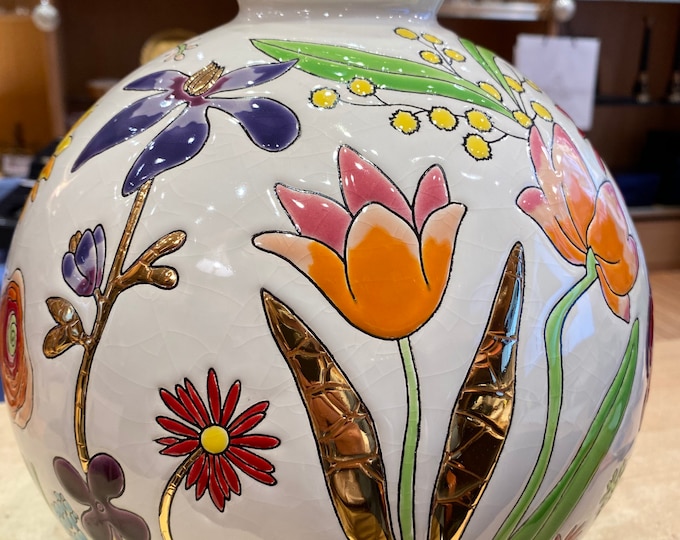 Longwy Enamels Ball Vase