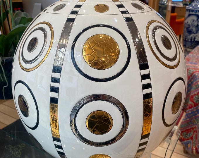 Large Longwy Enamel Ball Vase