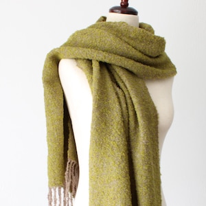 Alpaca Boucle Scarf, Alpaca Cape, Alpaca Wrap, Green Blanket Scarf, Peruvian Gifts,