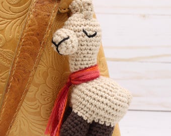 Crochet Llama Keychain: Handmade Amigurumi Plush Bag Charm
