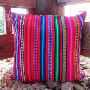 Boho Manta Pillow Cover: Handwoven Andean Wool, Ethnic Decor