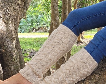 Alpaca Cable Knit Leg Warmers, Knitted boots Cuffs, Peruvian Alpaca leg warmer, Long Leggings warmer, Winter Leg Warmer, Gift