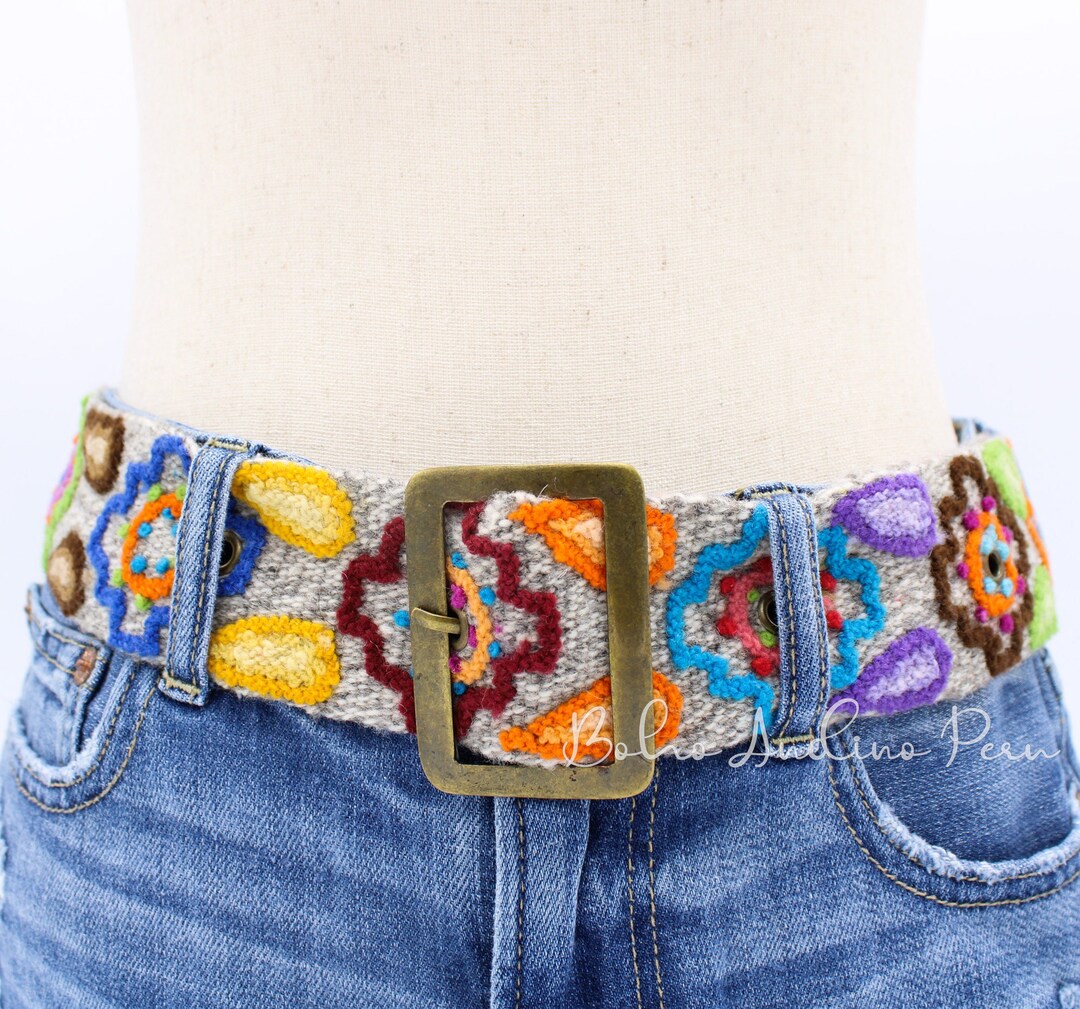 Embroidered Belt Peruvian Embroidery Belts Boho Belt Wool Etsy