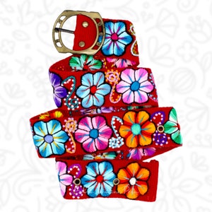 Hand embroidered belt floral colorful, peruvian embroidered belts, floral ethnic belt, boho belt wool, gifts for her, floral ethnic belt