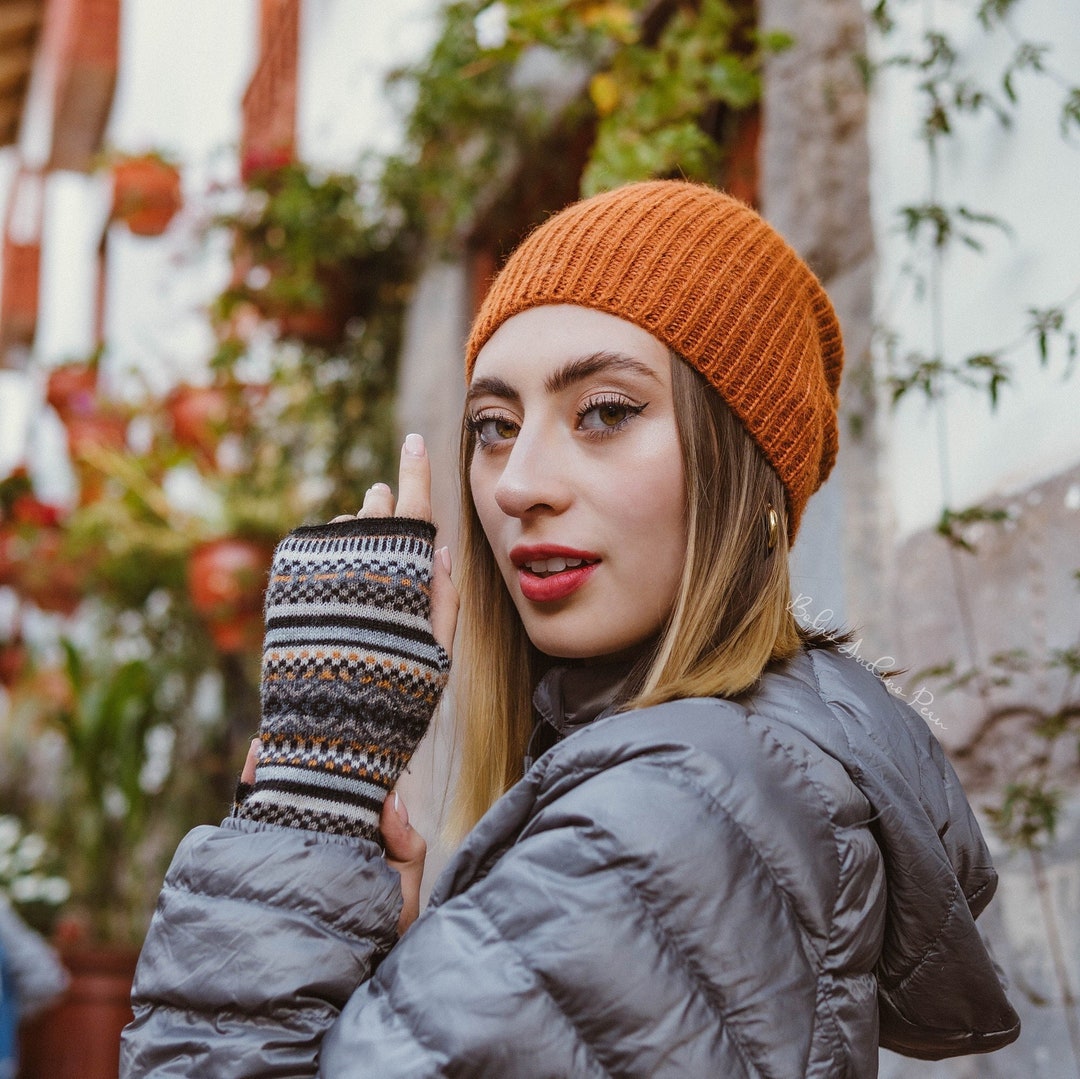 Cappello slouchy in alpaca, berretto peruviano, berretto fatto a