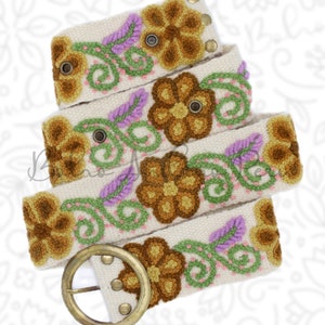 Embroidered belt floral, Peruvian embroidery belts, Boho belt wool, Sundance belt, Floral organic ethnic belt, Gift for her