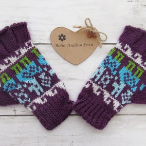 Kids Alpaca Mittens, Alpaca Mittens, Peruvian Mittens, Fingerless Mitts, Peruvian Gifts